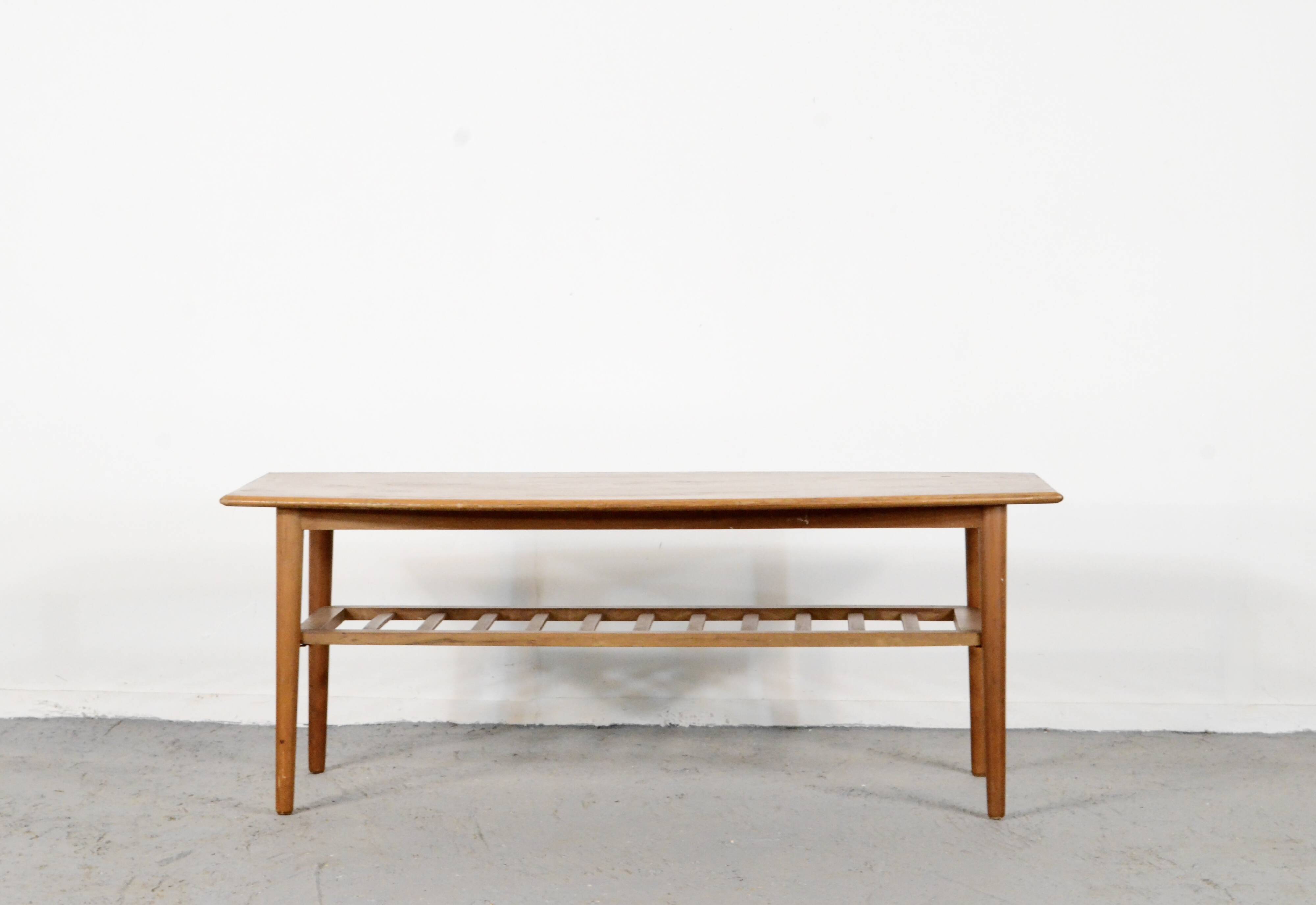 Midcentury Two Tier Teak Slatted Coffee Table.