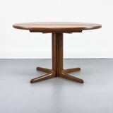 Danish Round Teak Dining Table with Extension from S Møbelfabrik, 1970s