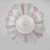 Large Murano Ceiling Lamp in Pink and White Glass, Italy, 1970s