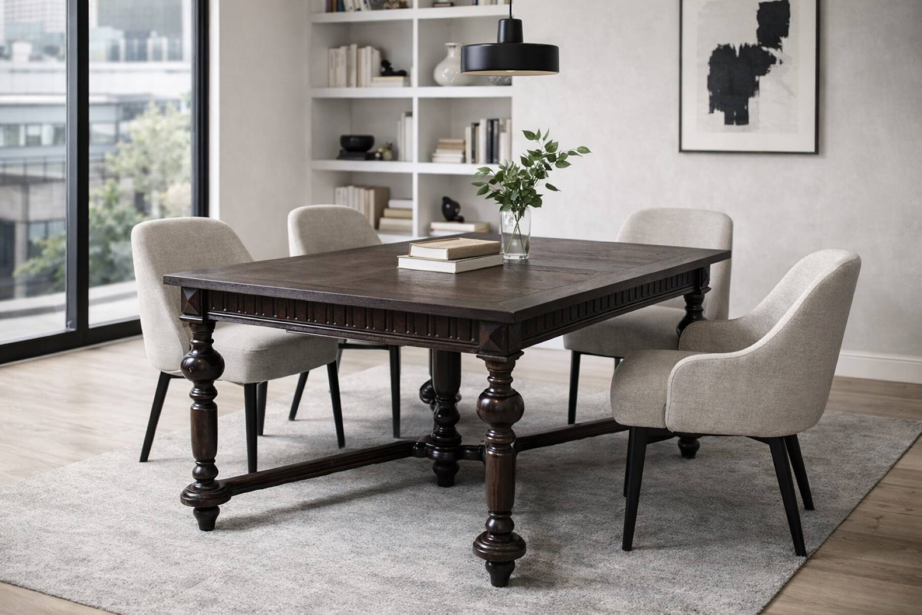 Antique Rectangular Oak Dining Table, 1890s