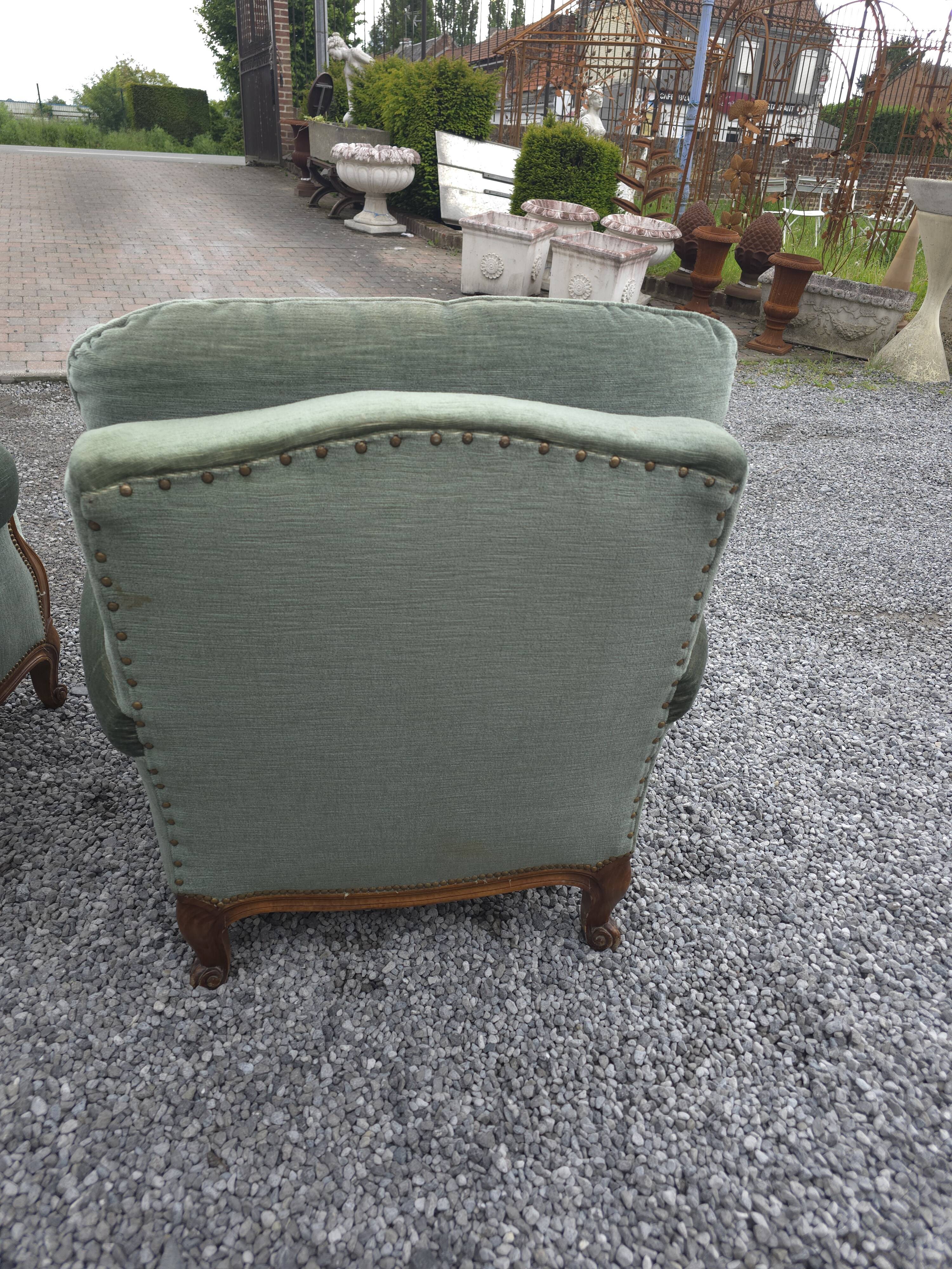 Fauteuils bergère style LOUIS XV en velours
