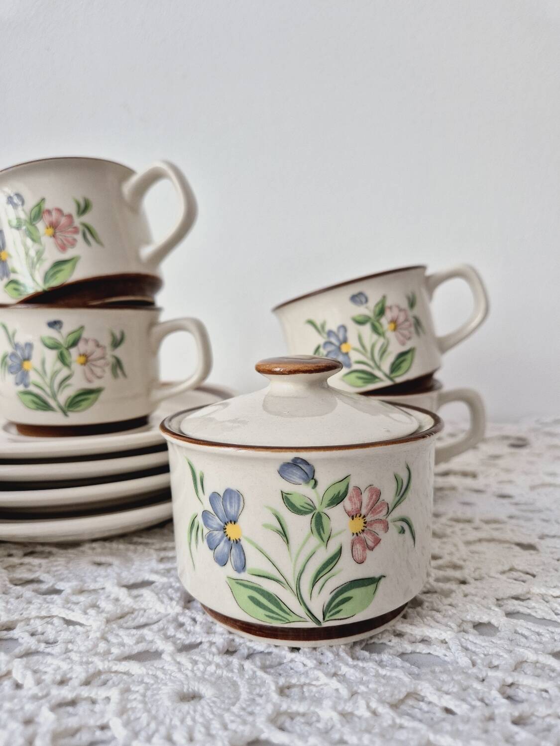 Vintage Flower Pattern Stoneware Tea/Coffee Set