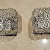 Set of 2 hammered glass wall lights