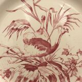 2 ancient plates longchamp congo ostrichs antique french plate ostrich