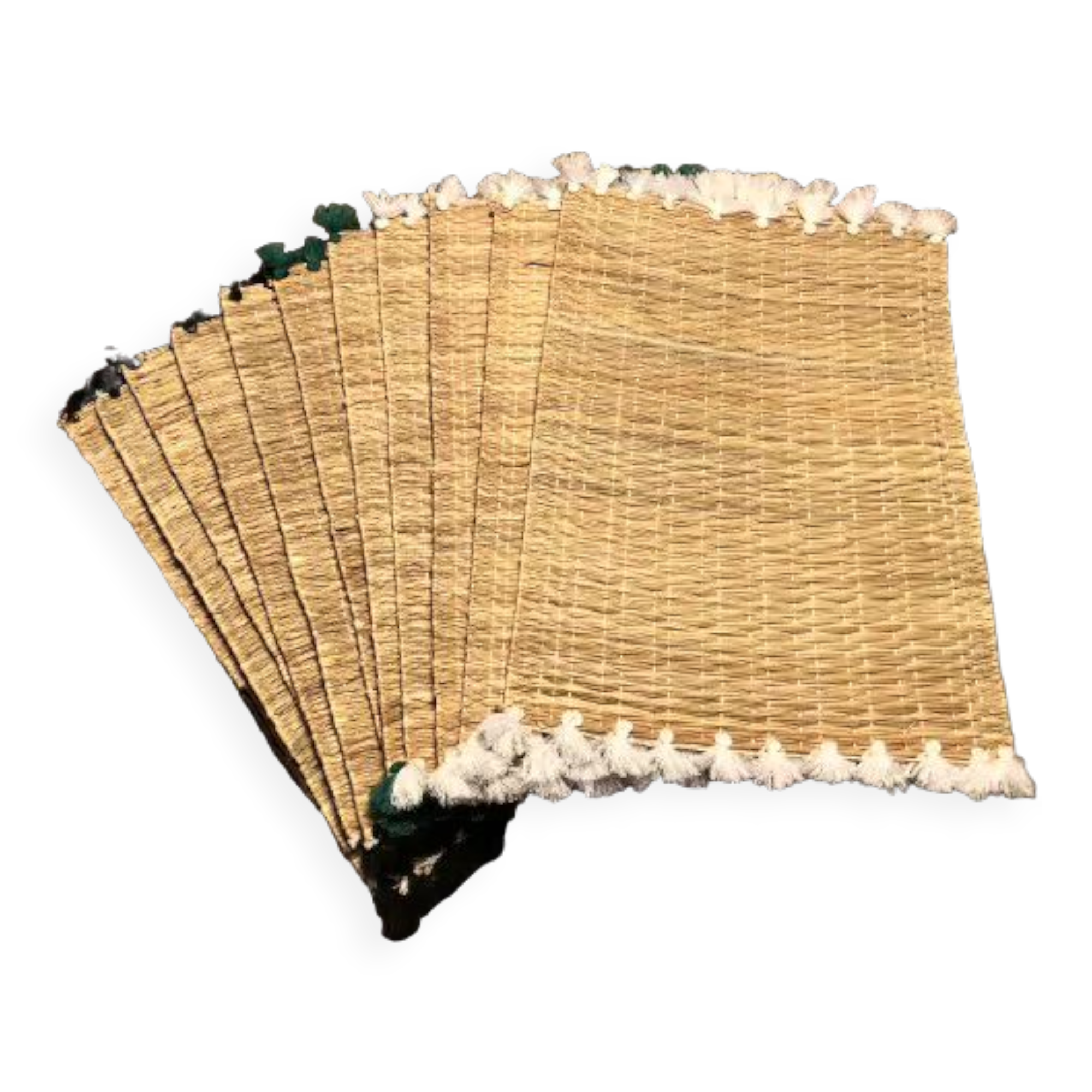 Braided placemats with pompoms