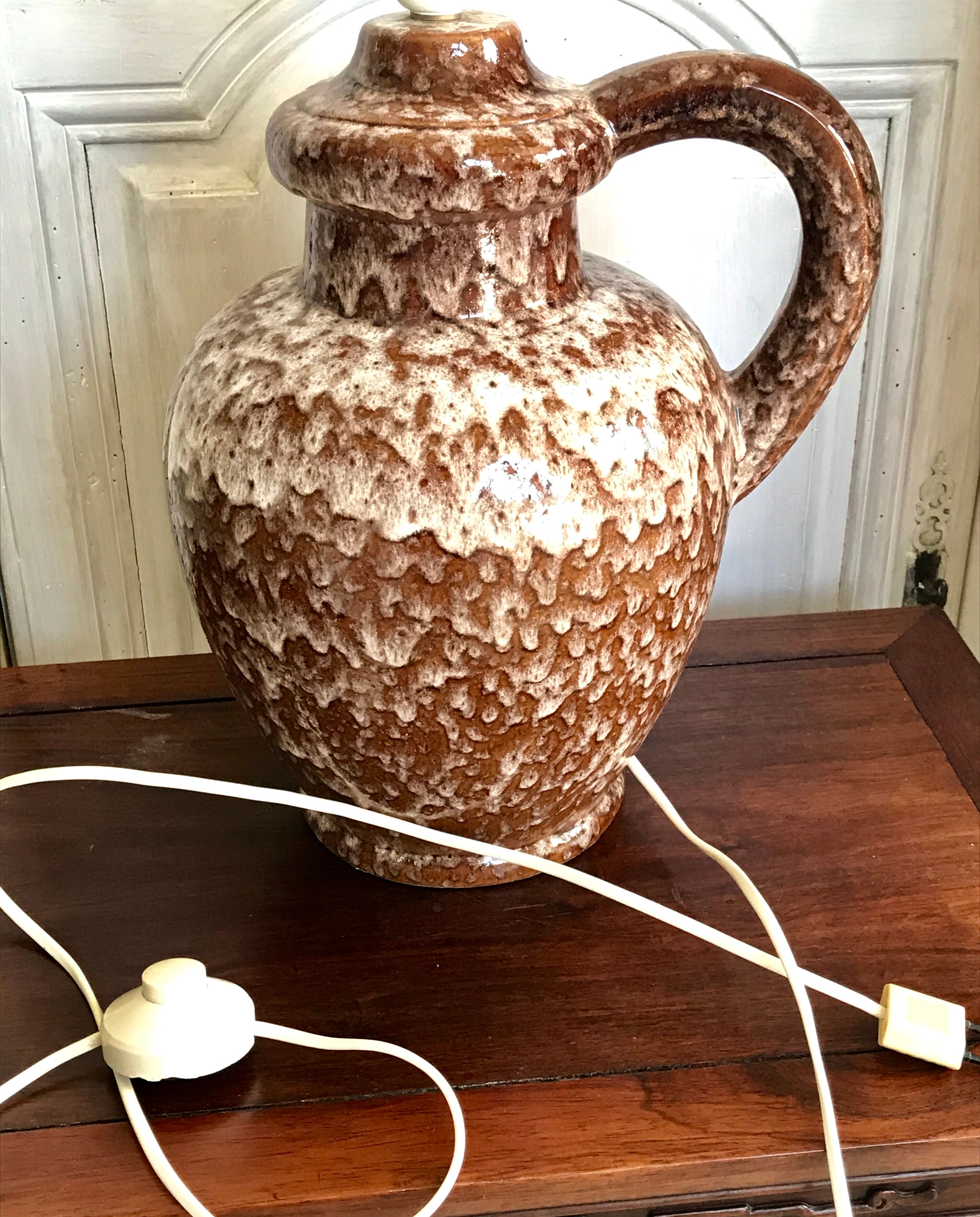 Vintage enamelled ceramic lamp