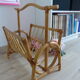 Large vintage rattan magazine holder 1960s - 1970s