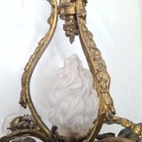 LOUIS XV style chandelier in gilded and patinated bronze with draped women