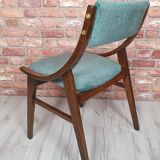 Renovated GFM 57 chair, Skoczek, designed by J. Kędziorek, navy blue