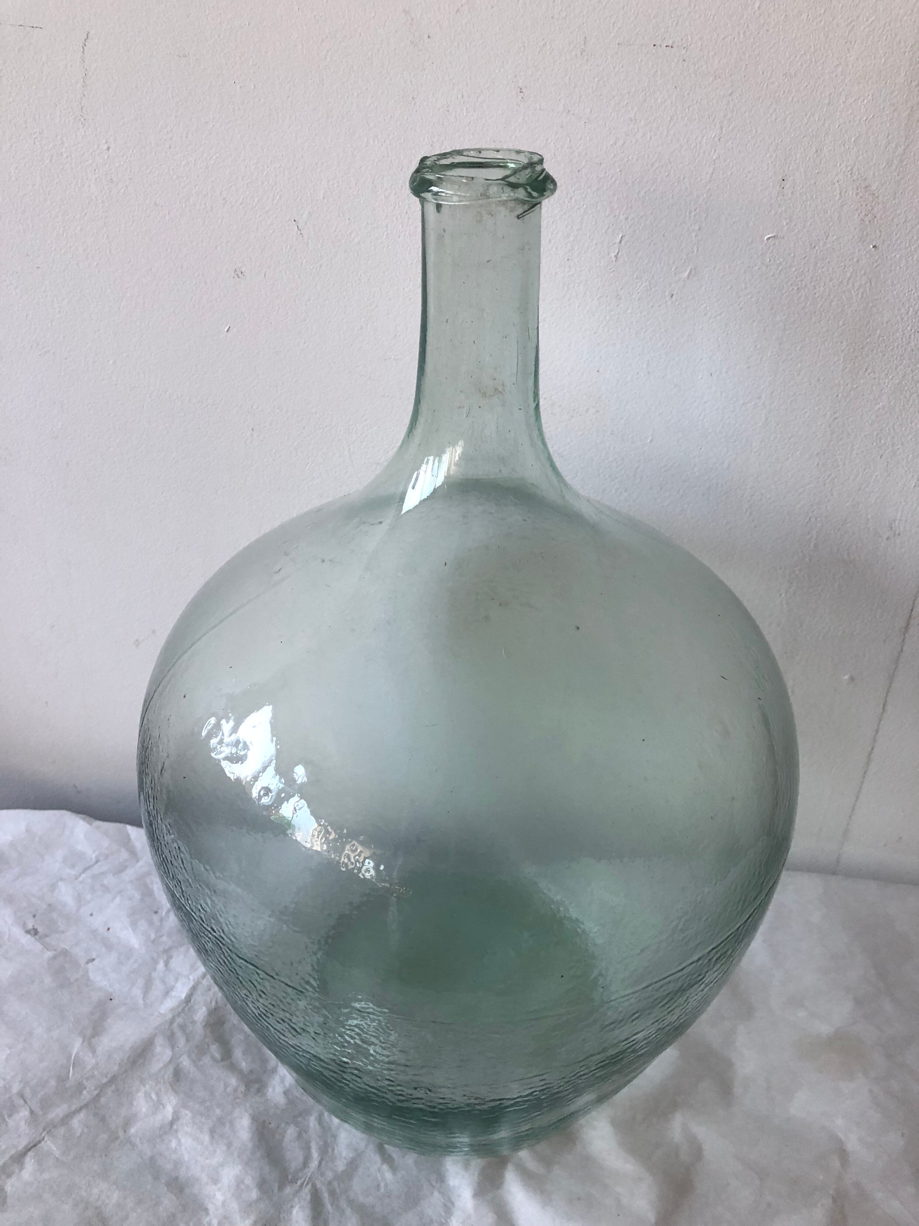 Demijohn green transparent blown