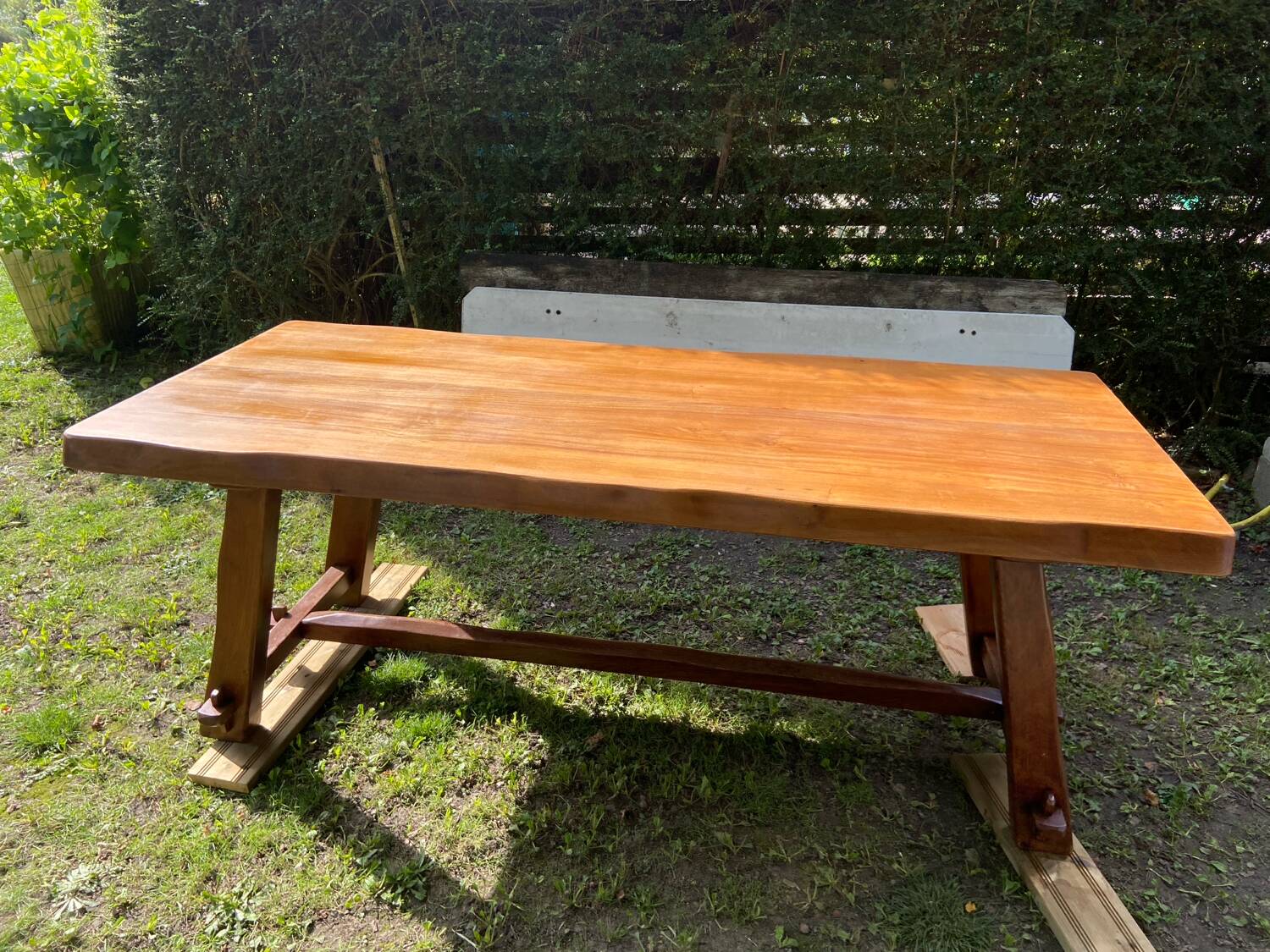 Brutalist dining table from the 1950s in solid elm.