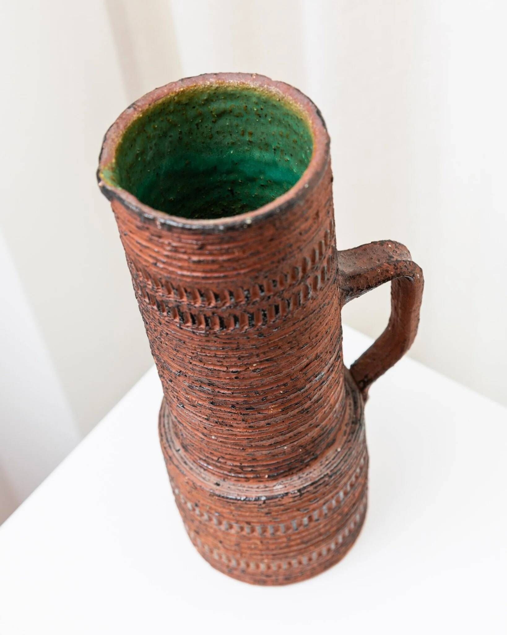 XL Mid-Century Brutalist Chamotte Vase in earthy red-brown ceramic by Spara Keramik, Germany 1960s