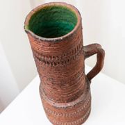 XL Mid-Century Brutalist Chamotte Vase in earthy red-brown ceramic by Spara Keramik, Germany 1960s