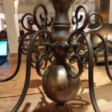Lustre hollandais en laiton à 6 bras