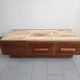 Vintage 1970 coffee table in solid oak & ceramic