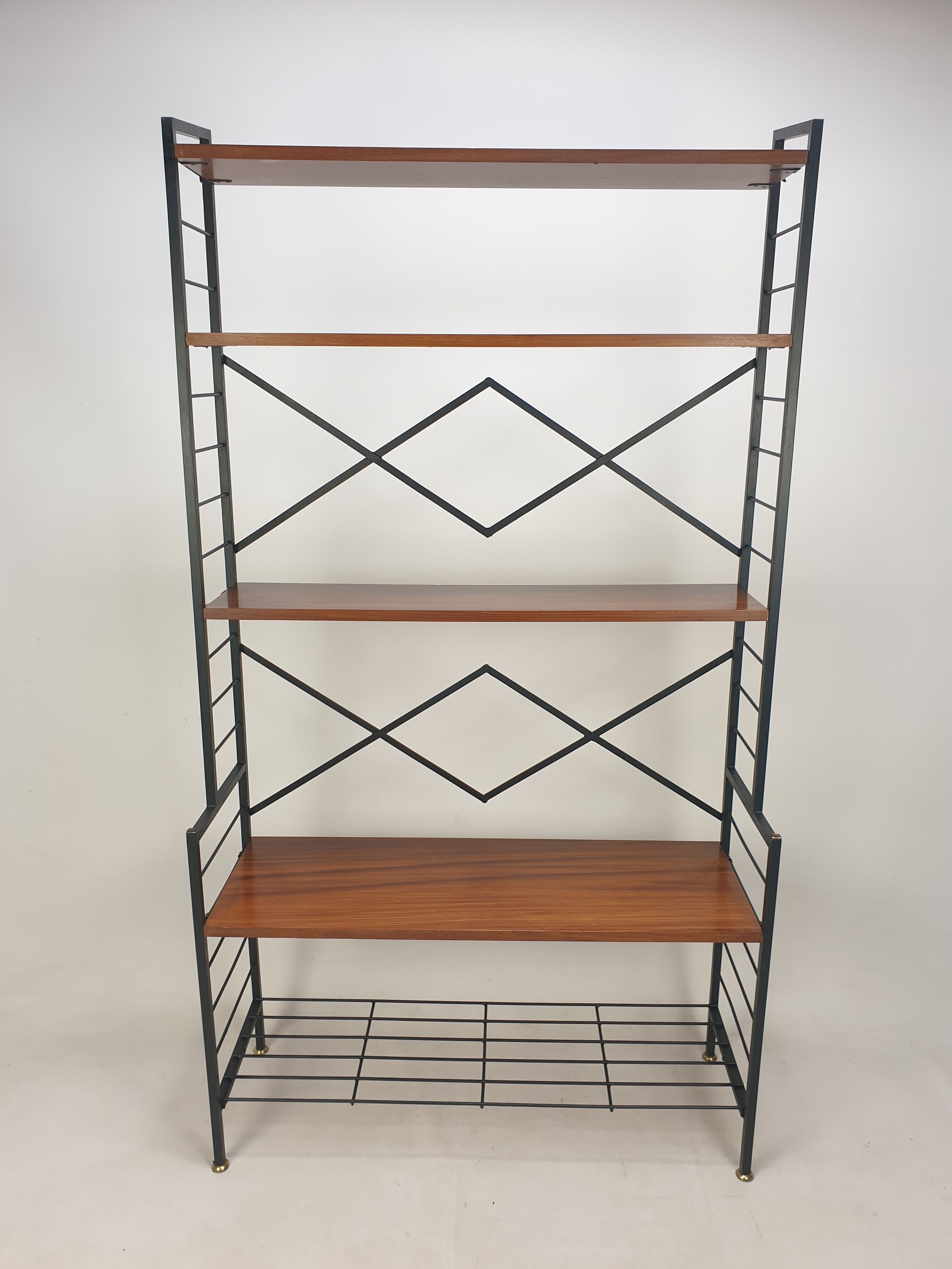 Italian Free Standing Teak Shelving Unit, 1950's