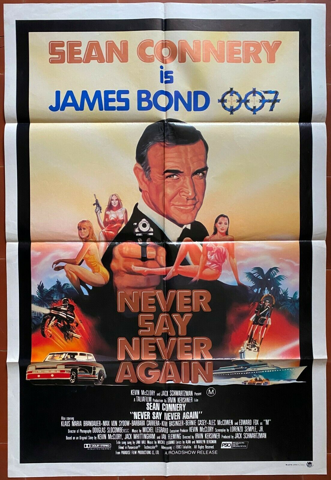 Affiche cinéma originale "Jamais plus Jamais" Sean Connery, James Bond 69x102cm 1983