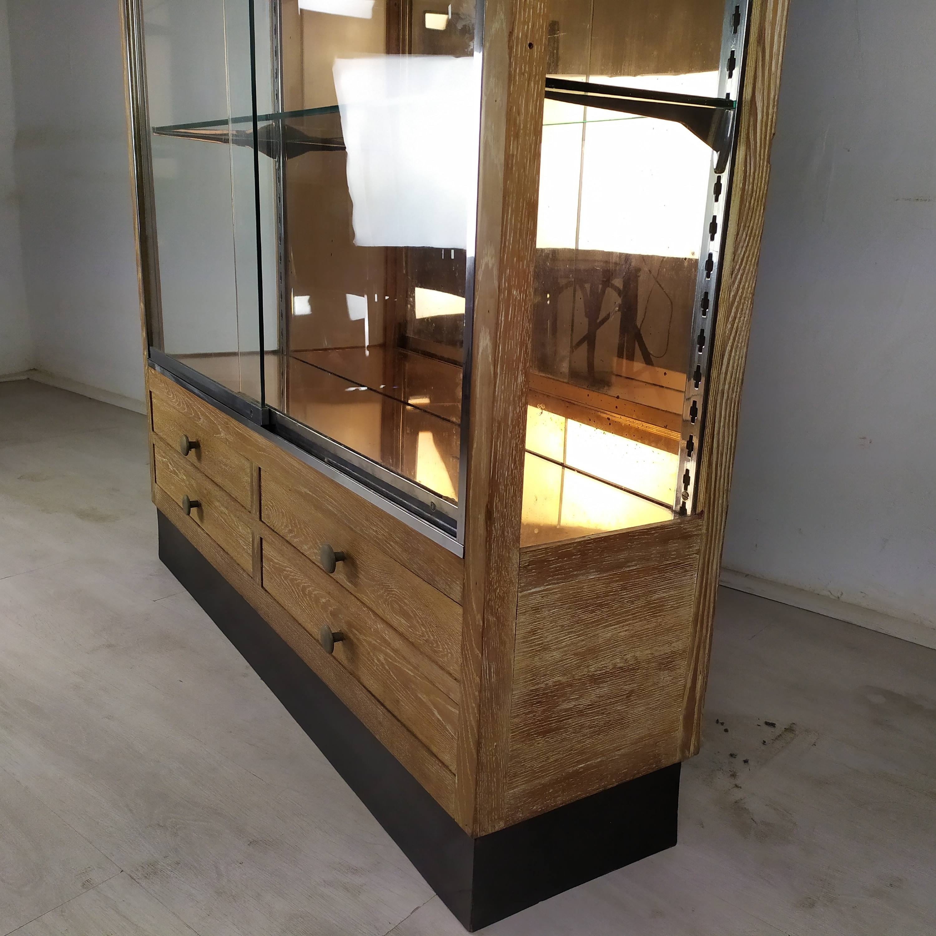 Art deco showcase cerused oak