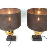 Vintage Brass Nautilus Shell Table Lamps 1970's - France  - set of 2