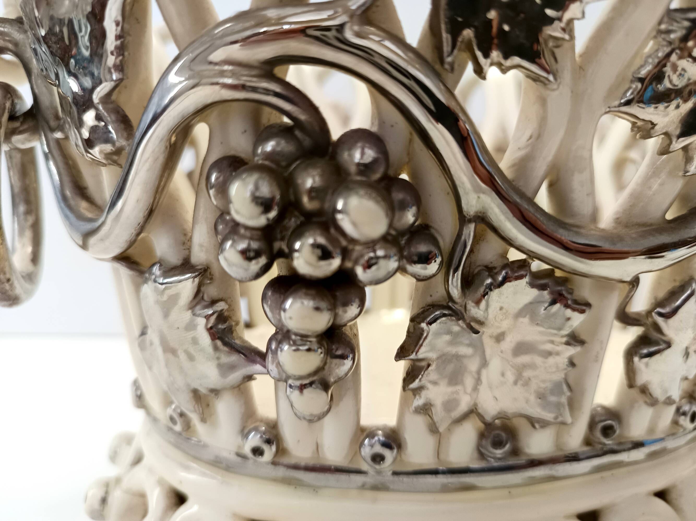 Creamy White Ceramic Fruit Bowl or Centerpiece by Charles de Boissimon