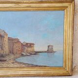 Tableau huile sur toile port du sud corras