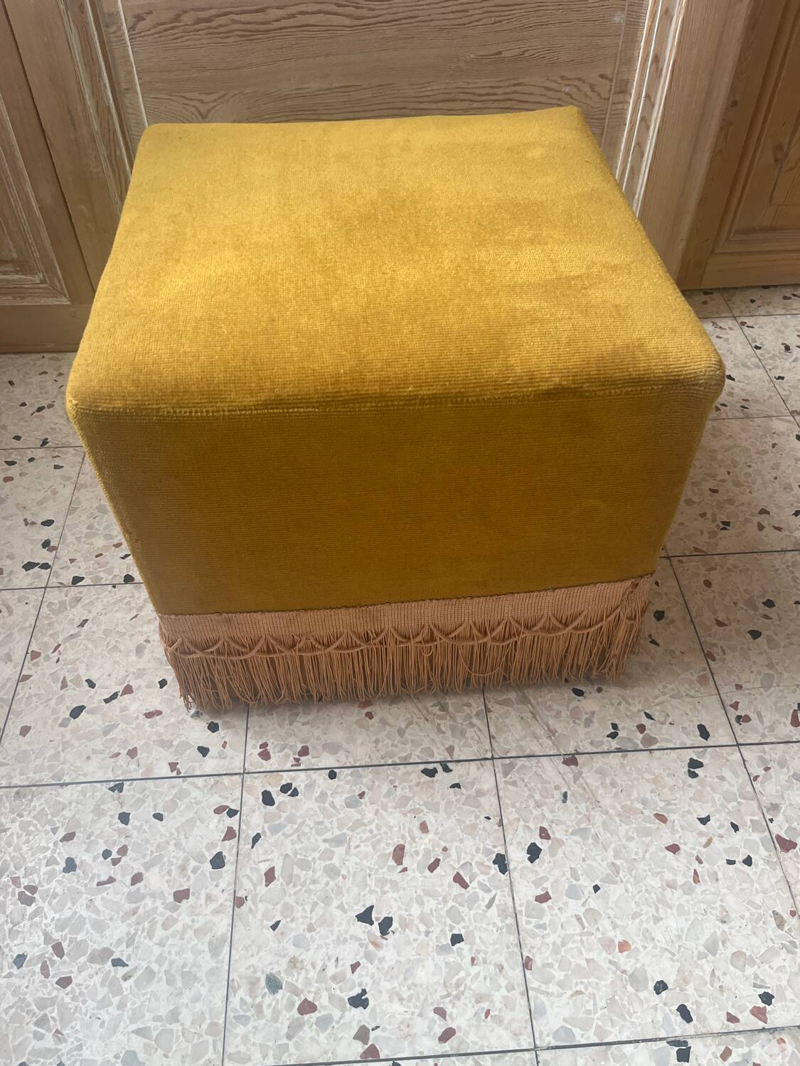 Velvet pouffe