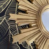 Golden wood “witch’s eye” sun mirror