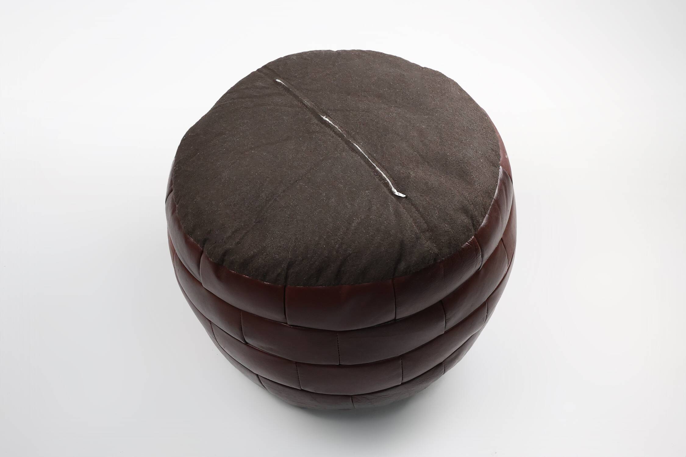 Pouf ottoman en cuir patchwork français vintage, années 1960