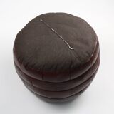 Pouf ottoman en cuir patchwork français vintage, années 1960