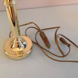 Brass lamp and lampshade fabric ecru / vintage 70s