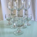 Vintage Biot-style bubbled stemmed glasses