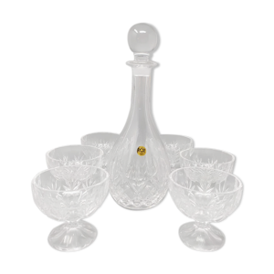 carafe et verres en cristal elegant italian mid century des années 1960 avec 6 verres en cristal