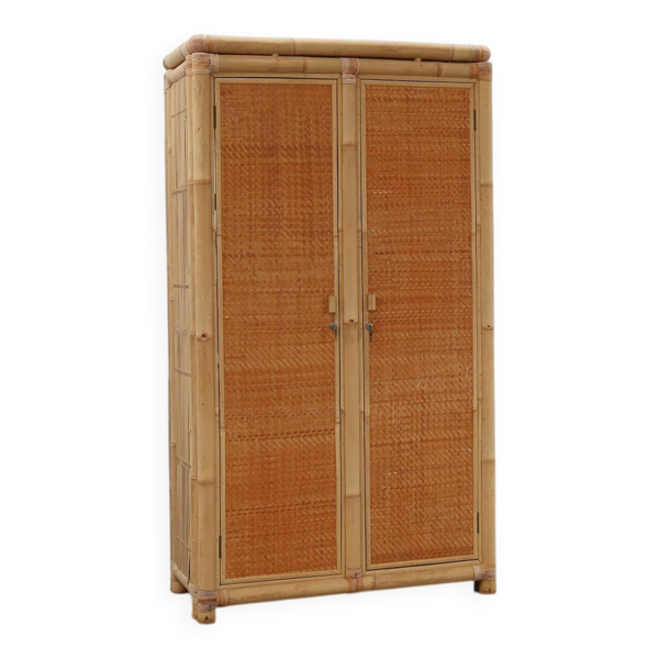 Armoire en bambou et rotin du milieu du siècle, Italie vers 1960