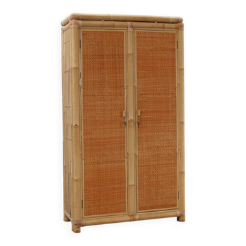 Armoire en bambou et rotin du milieu du siècle, Italie vers 1960