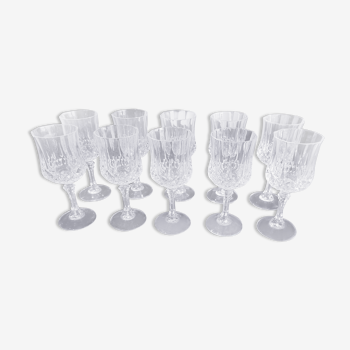 Lot de 10 verres à vin rouge Cristal d'Arques modèle Longchamp