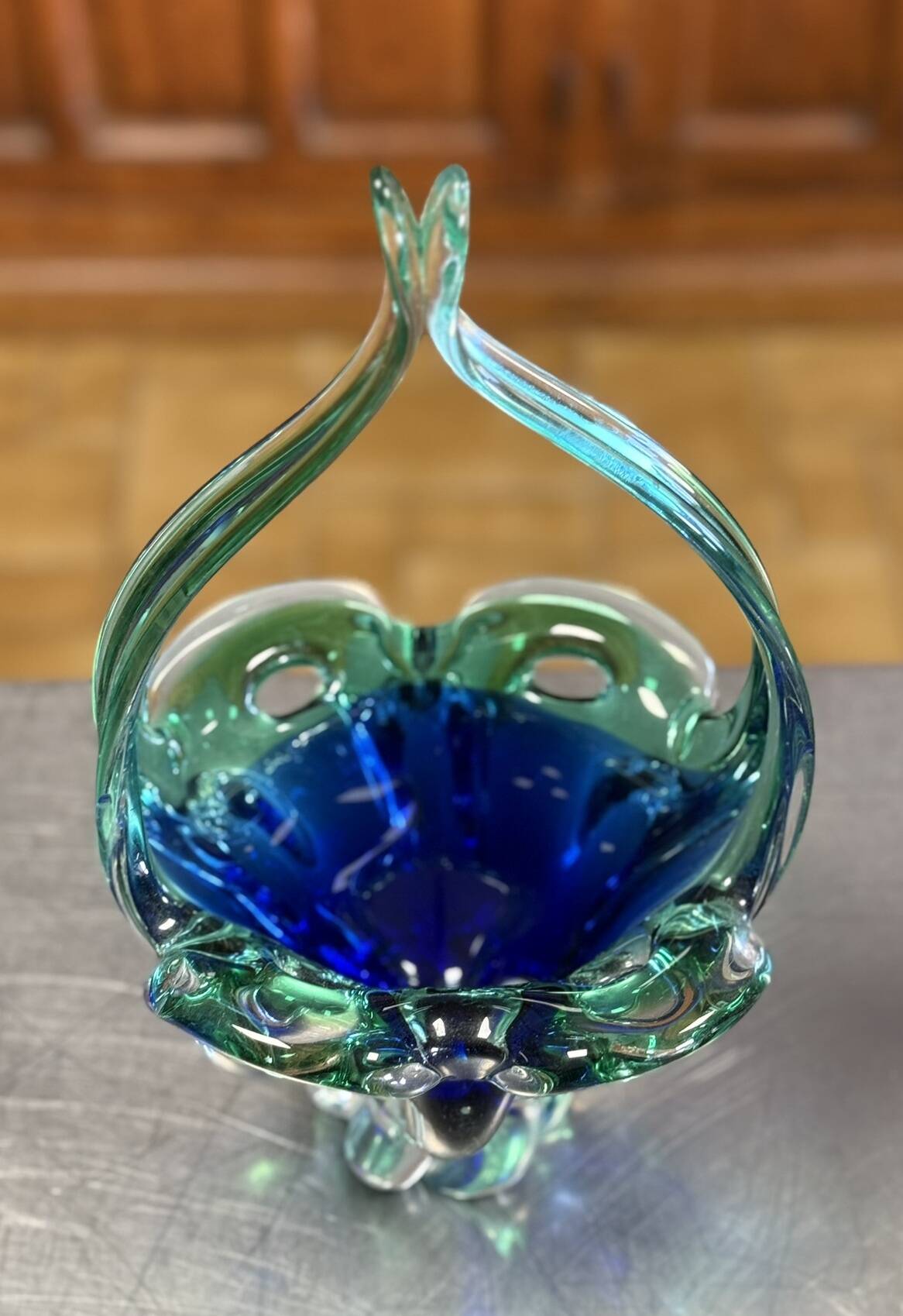 Murano: blown glass centerpiece basket