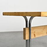 Metal and wood table, La Plagne circa 1960