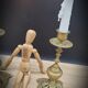 Duo worked brass candle holders
