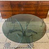 Italian round table in smoked glass 1970 Giotto Stoppino style