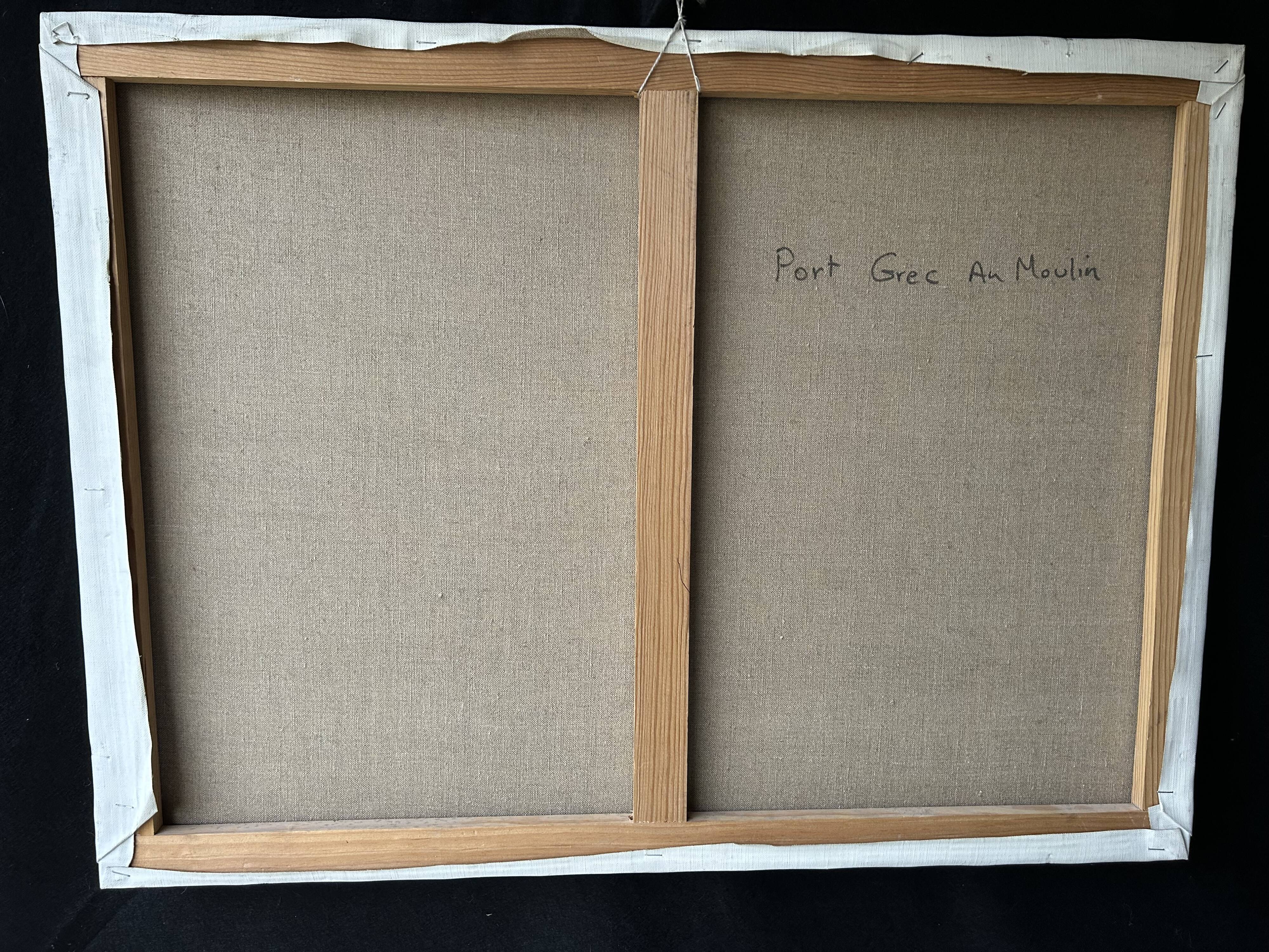 Mediterranean port landscape. Oil on canvas signed.