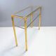 Rectangular Gold Aluminum Console Table with Two Glass Shelves, Italy