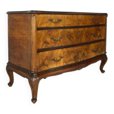 Commode en noyer burl art déco italien, années 1940/50.