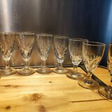 12 small twisted bistro glasses, 19th century
