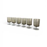 6 vintage grey smoked glasses Luminarc model Sweden wine or water glasses