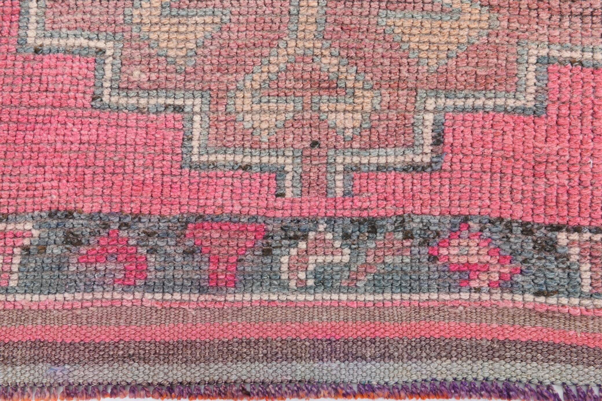 3x10 Pink Vintage Runner Rug, 99x324Cm