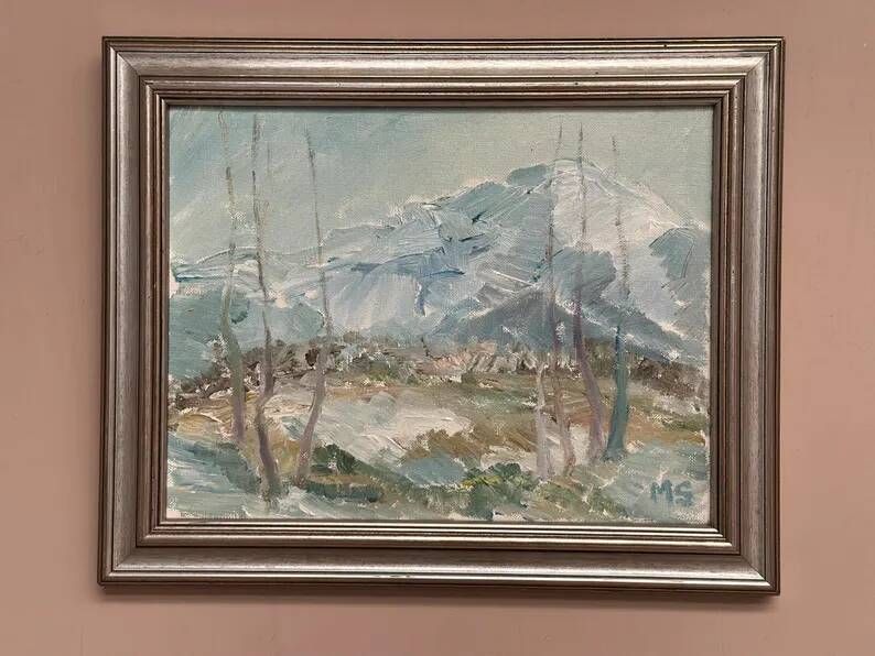 Original Swedish Oil Painting - "Nature Scene" by Maja Sjöberg - Signed - Vintage and Framed - 35.5 × 43.5 cm (14" × 17.1")