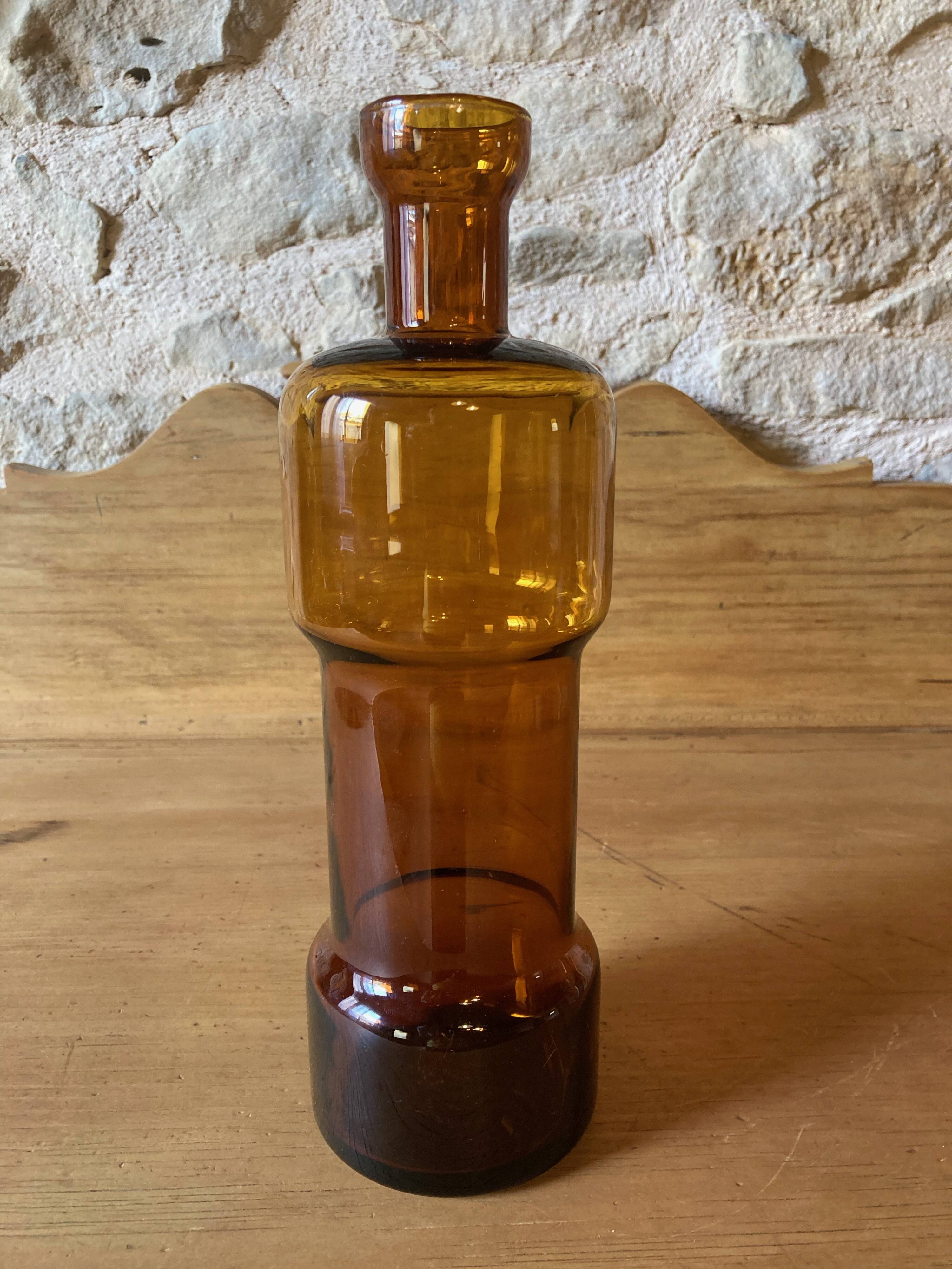 Amber glass soliflore bottle/vase, ca. 1970