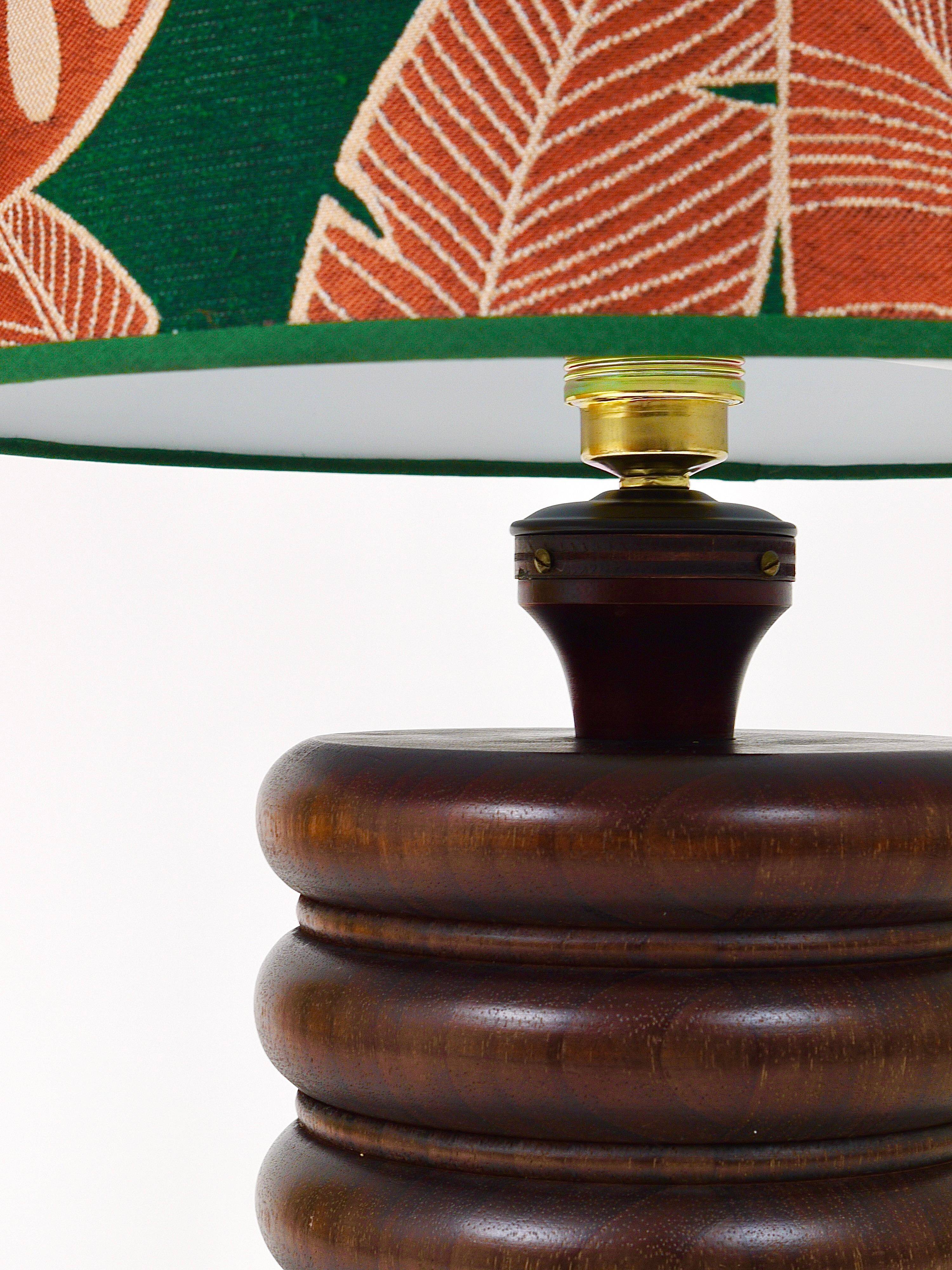 Mid-century table or accent lamp, turned wooden base, Sweden, 1970s