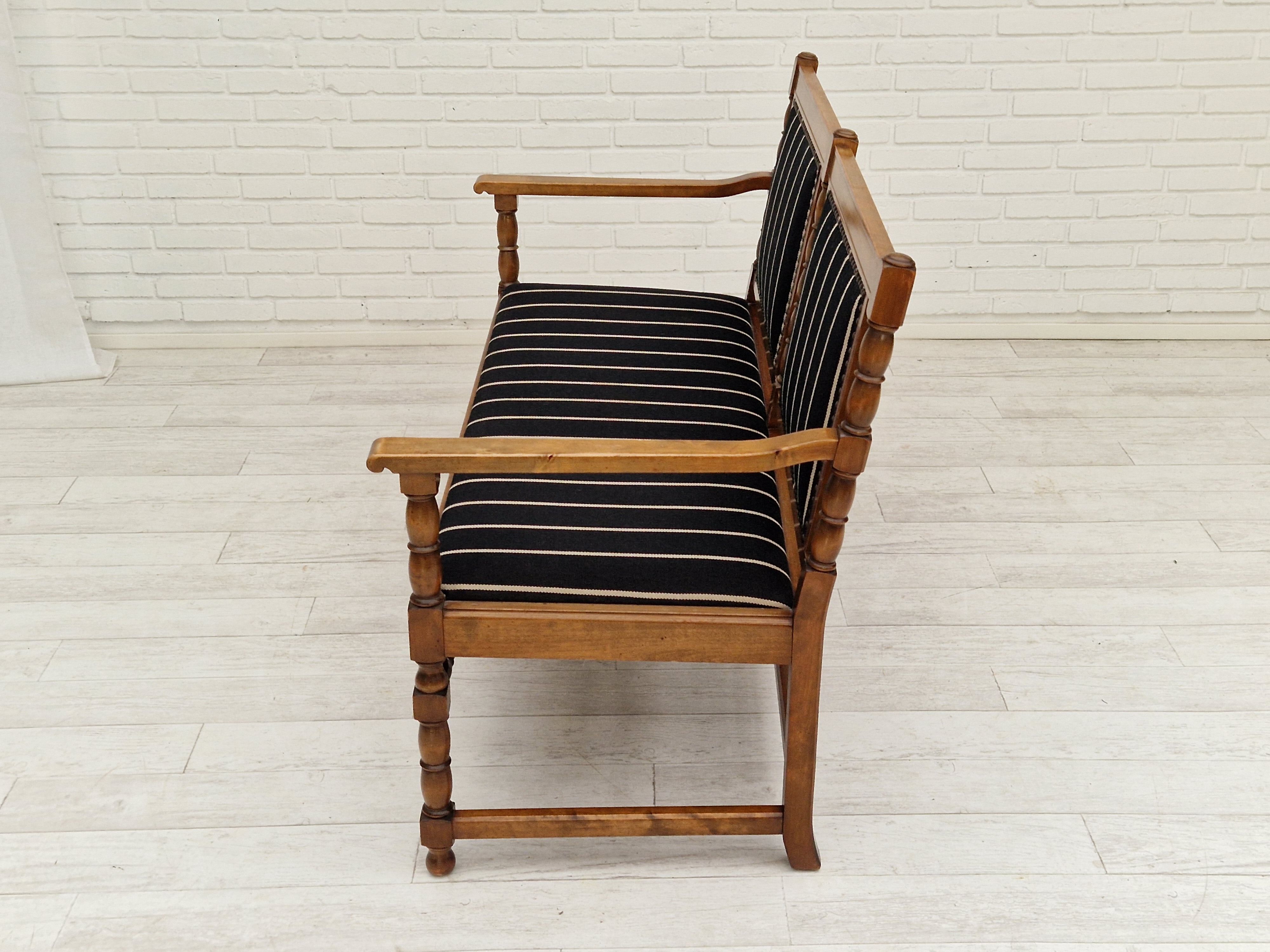 1950s, Scandinavian bench-sofa, ash wood, wool, original condition.