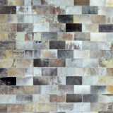 Leather carpets with rectangular geometric patterns